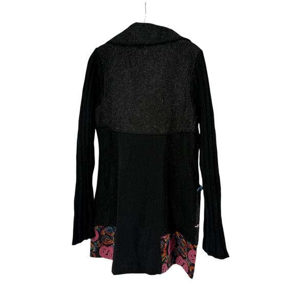 Liquid by Sioni Cardigan Sweater Size L Art To Wear Mohair Wool Blend Black Boho - Picture 13 of 13